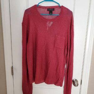 Bloomingdale's The Men's Store XL Mens 100% Linen Sweater Dark Red Clay NWT